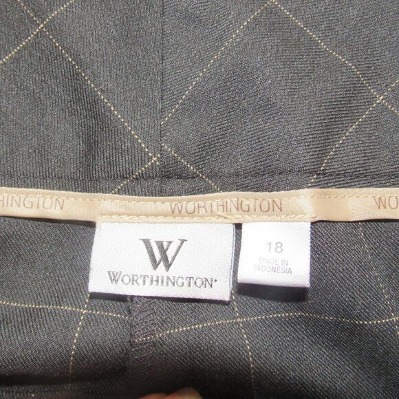 Worthington Dark Gray Checked Woman's Trousers Size 18              I642 - Picture 4 of 6